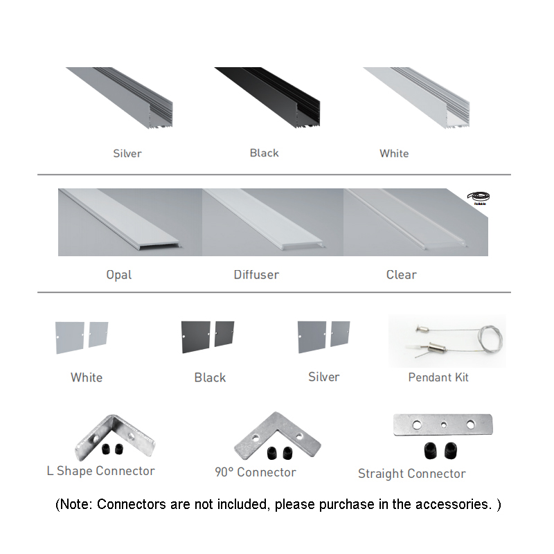 Suspended Aluminum Channel For 3528 Quad Row LED Tape Lights - Inner Width 32mm(1.26inch) Suspended Aluminum Channel For 3528 Quad Row LED Tape Lights - Inner Width 32mm(1.26inch)